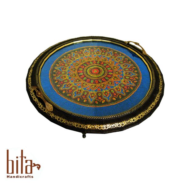 سینی پته گرد بزرگ فیروزه ای