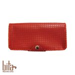 کیف پول چرم گاوی قرمز تک زیپ