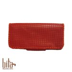 کیف پول چرم گاوی قرمز تک زیپ