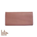 کیف پول لب کج چرم صورتی ساده 2