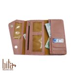 کیف پول لب کج چرم صورتی ساده 2