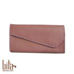 کیف پول لب کج چرم صورتی ساده 2