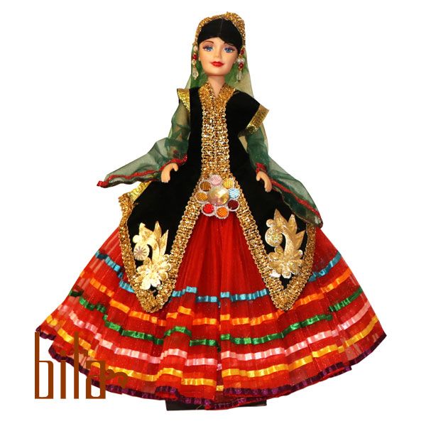 عروسک سنتی بانو با دامن قرمز