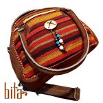 کیف جاجیمی دستی دوشی نیم گرد تیره