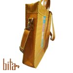 کیف چرم زنانه بزرگ زرد تیره