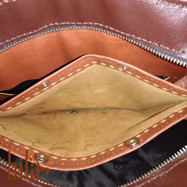 کیف چرم زنانه دو رنگ با طرح سرخپوستی