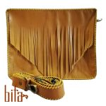 کیف چرم دوشی سرخپوستی زرد