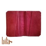 کیف کارت چرم طبیعی اشبالت زرشکی ساده