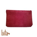 کیف کارت چرم طبیعی اشبالت زرشکی ساده