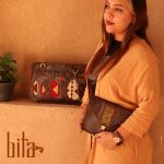 کیف چرم مهمانی با حاشیه گلیم سیرجان