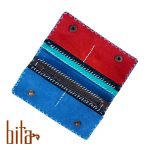 کیف پول چرم اسپرت آبی