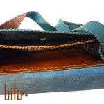 کیف چرم دوشی فیروزه ای