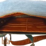 کیف چرم دوشی فیروزه ای