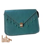 کیف چرم دوشی فیروزه ای