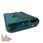 کیف چرم دوشی فیروزه ای
