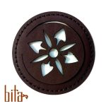 آینه چرمی گرد قهوه ای