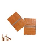 کیف کارت چرم طبیعی زرد