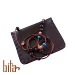 رومانتویی و کیف گردنی بزرگ چرم گاوی