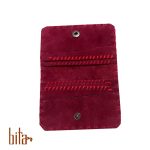 کیف کارت چرم طبیعی اشبالت زرشکی ساده