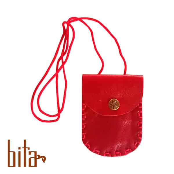 کیف گردنی چرم قرمز 7*9